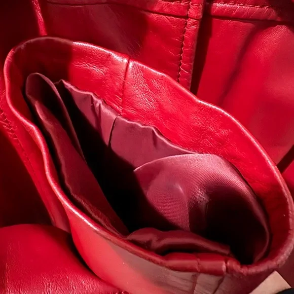 Danier Red Leather Button-Front Jacket - Picture 7 of 9